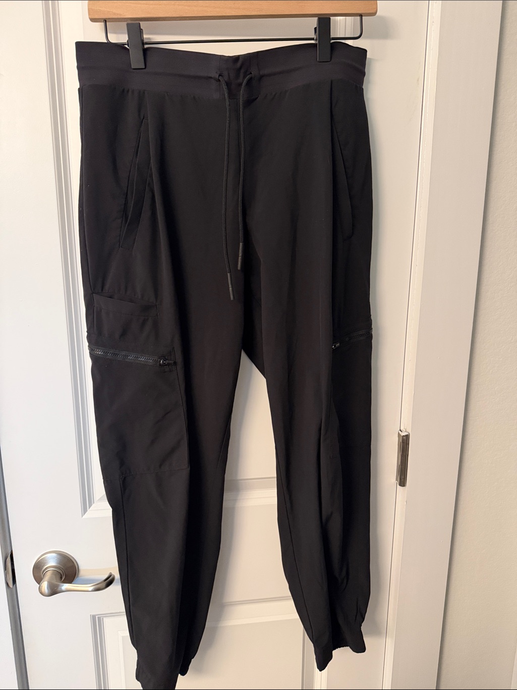 Athleta Black Women's Track Joggers With Zip Cargo Pockets